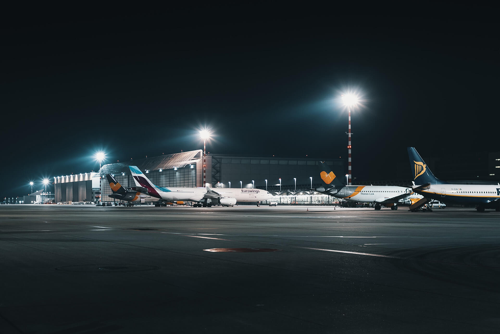 Airport apron at night