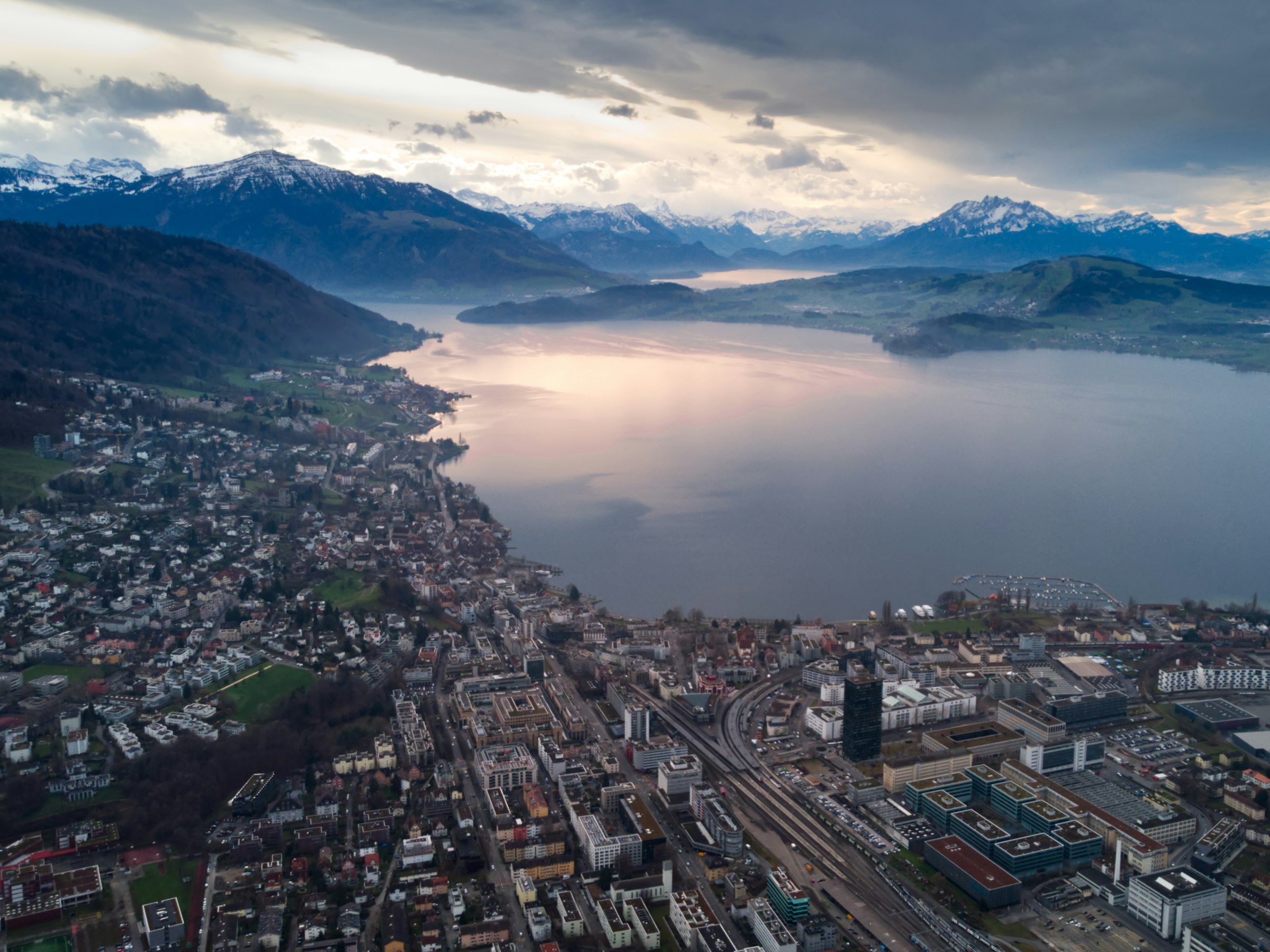 Zug and Lake Zug from above